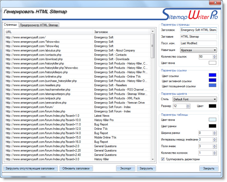 HTML Sitemap